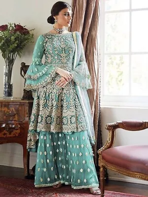 Fashionable Plazzo Party Indian Plazzo Suit Designer Wear Salwar Kameez Wedding  • $75.99