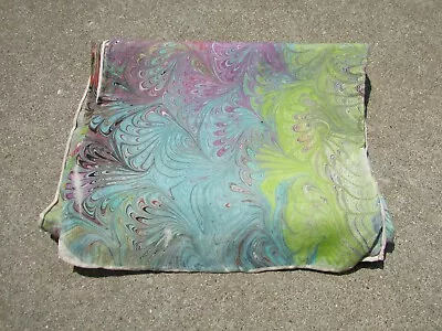 Aqua Blue Green Purple Vintage Tie Dye Rectangle 100% Silk Scarf 8  X 52  Nice! • $12.79