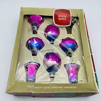 Lot 11 Shiny Brite Bell Globe Vintage Blue Purple Ombre Glass Ornaments • $47.97