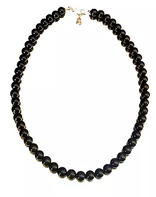 8MM Mens Black Agate Necklace Beaded Choker  17'' US Seller • $10.79