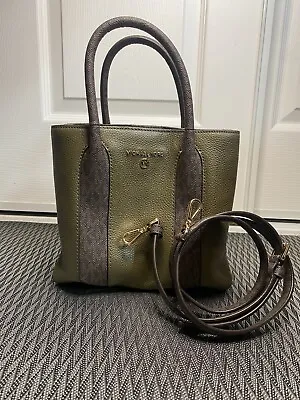 MICHAEL KORS Austin Signature Logo Olive Pebble Leather Medium Messenger Bag • $120