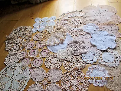 Job Lot Of 24  Vintage Crochet/lace  Doilies Mats Weddings/home/craft(ref1) • £12.99