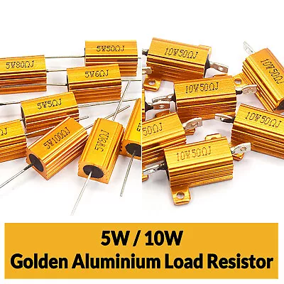 5W/10W Golden Aluminium Load Resistor Wirewound Various Values 0.1 Ohm - 10K Ohm • $8.46