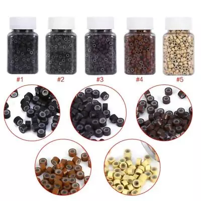 1000pcs Silicone Micro Hair Extension Beads Feather Crimp Link Kit • $7.32