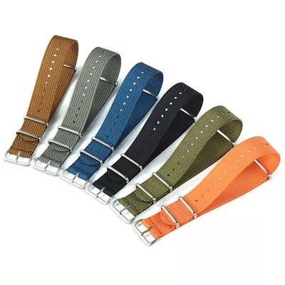 Military Style NATO One Piece Nylon Woven Single Pass Watch Strap Band18/20/22mm • £9.88