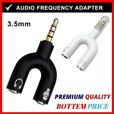 3.5mm Jack Split Microphone Mic & Audio Earphone Y Splitter Converter Adaptor • £2.99