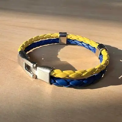 Support Ukraine - Ukrainian Flag Leather Bracelet 2022 • £2.59