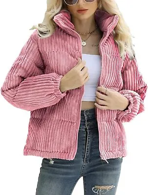 $81.61 • Buy Arssm Winter Warm Corduroy Jacket Long Sleeve Zip Up Stand Collar Padded Winter 