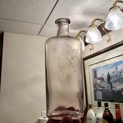 Blown Whiskey Flask Bottle B Thornton & Co Baltimore MD Slug Plate Pint Nice • $13.99