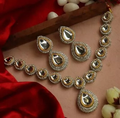 $27.80 • Buy Bollywood Style Ethnic Indian Traditional Polki Pearl Kundan Choker Necklace Set