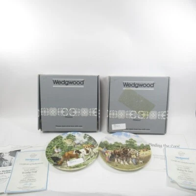 £9.99 • Buy Wedgwood Life On The Farm Collector Plates X2 A Cooling Drink & Binding The Corn
