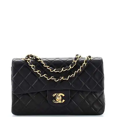 Chanel Vintage Classic Double Flap Bag Quilted Lambskin Small Black • $4293