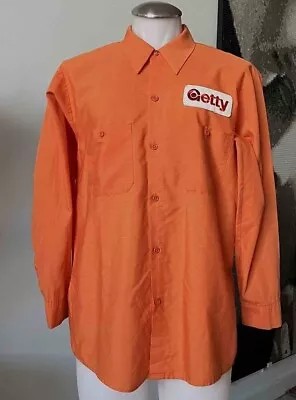 Engineered Work Garments Vintage Getty Gas Shop Mechanic Shirt Men Sz Lg • $29.95