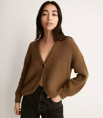 Madewell Sweater Womens XS Brown Shirttail Cardigan Chunky Knit Oversized • $25