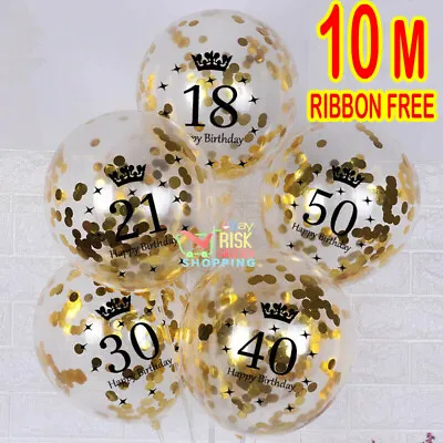 £2.99 • Buy Gold Age Birthday Balloons 16th 18th 21st 30th 40th Birthday AGE Decorations UK