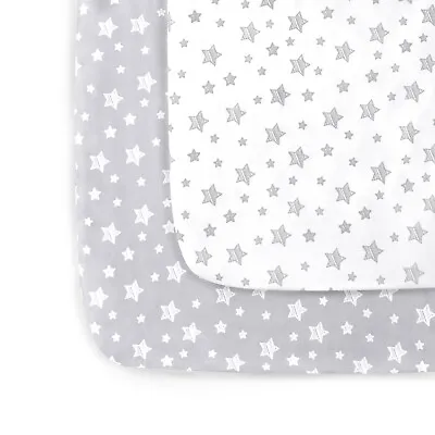 Pack N Play Fitted Sheet Mini Crib Mattress Sheets 2 Pack Gray & White 39 X27  • $19.99