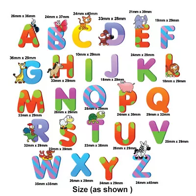 26 Cartoon Alphabet  Wall Stickers Kids Room Nursery Decal Cute Kids Educational • £3.49