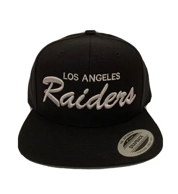 Los Angeles LA Raiders Script Classic Snapback Cap Hat Adjustable Black & Silver • $28.88
