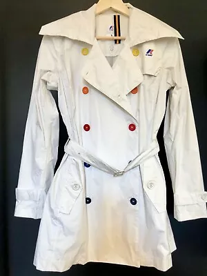 K-way White Marilyn Double Breast Raincoat  Coat Size S • $36.21