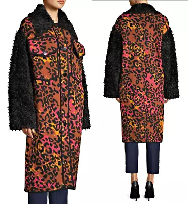 $649.99 • Buy M MISSONI ANIMAL PRINT WOOL BLEND COAT W/FAUX FUR SLEEVE & COLLAR  Sz S/M  $1495