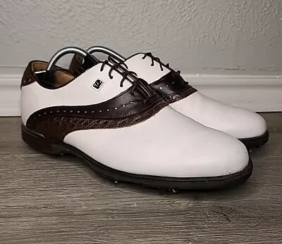 FootJoy ICON Black Men's Size 10M Classic Brown Leather Golf Shoes • $74.99