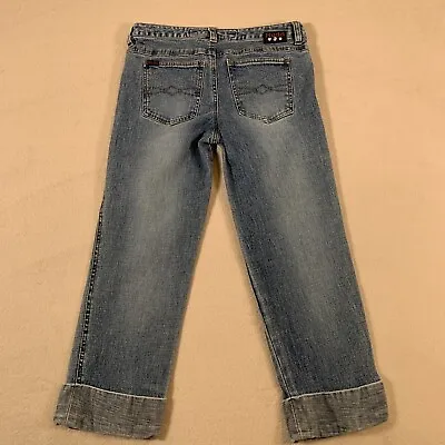 Mudd Capris Jeans Size 3 Blue Denim Cuffed Embelished Y2K Outdoors Ladies U43 • $10.46
