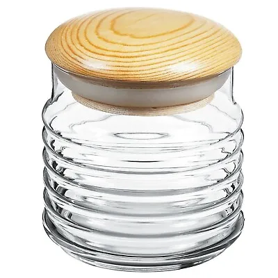 £9.49 • Buy 2 X 0.63L Glass Storage Jar With Airtight Sealed Wooden Lid Hermetic Container 