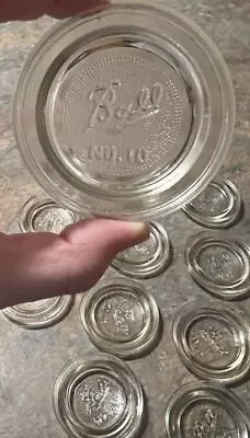 Lot Of 12 Vintage Ball Clear Glass Top Lid Insert Standard Mason Canning Jar • $35.99