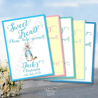 Peter The Rabbit Sweet Treats Card Sign Table Christening Candy Buffet Sweets A4 • £4.07