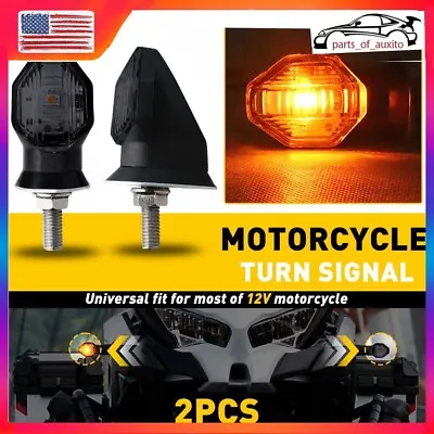 Motorcycle Mini LED Turn Signal Indicator Blinker Light Amber For Kawasaki Honda • $12.34