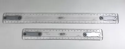 VTG VEMCO 18  & 12” Drafting Machine Scale Ruler 9P-15B Clear Plastic Lot Of 2 • $85.99