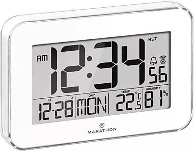 Wall Clock Atomic Marathon Calendar Temperature Internal Humidity 22 CM • $189.34