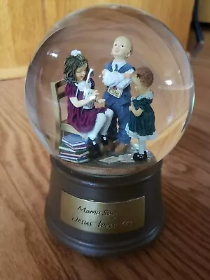 Mama Says 2006 Kathy Andrews DEMDACO Snow Globe Jesus Loves Me Wind Up Musical • $19.99