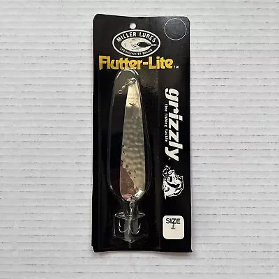 VTG Miller Lures Flutter-Lite 4.5  Size 1 Grizzly Fishing Lure Silver Cast New • $7.09