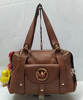 Michael Kors Fulton Brown Pebbled Leather Luggage Satchel Shoulder Bag - $398 • $112.50