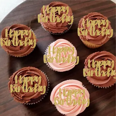 £6.25 • Buy Happy Birthday Cupcake Charms Glitter Cardstock Cupcake Topper
