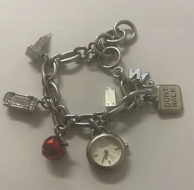 Womens Nyc New York Fossil Watch Charm Bracelet • £27.99