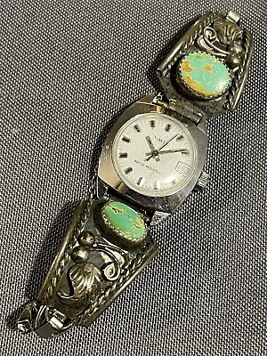 Vintage Native American Sterling & Turquoise Ladies’ Watch Band Signed “K” • $89.50