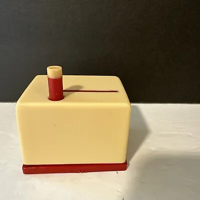 Vintage Toothpick Dispenser Push In Plastic Made In Hong Kong  Red White • $18