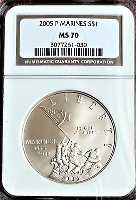 2005-p Marines Ngc Ms70 Commemorative Silver Dollar Excellent Uncirculated Coin • $129.99