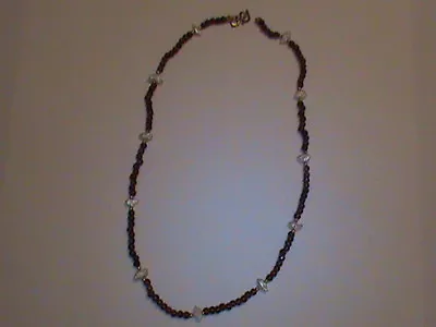 TWO Danecraft Garnet Bead & Pearls Necklace Gold Filled Beads & Clasp Vintage • $18