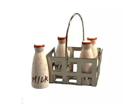 Dollhouse Miniature Milk Jugs Milk Bottles In A Crate Dollhouse Kitchen Supply • $4.99