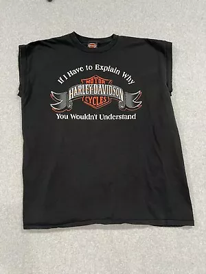 Men's Harley Davidson Sleeveless Cut Off T-Shirt Black Sie XXL Oak Lawn IL • $18.99