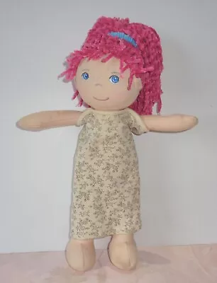 HABA 12  Cloth Doll LILLI-LOU Older Version Plain Legs Pink Hair Blue Eyes • $20