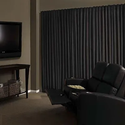 Black Velvet Custom Panel Drape 18W X 9H Movie Theater Backdrop Curtain Wall  • $185.95