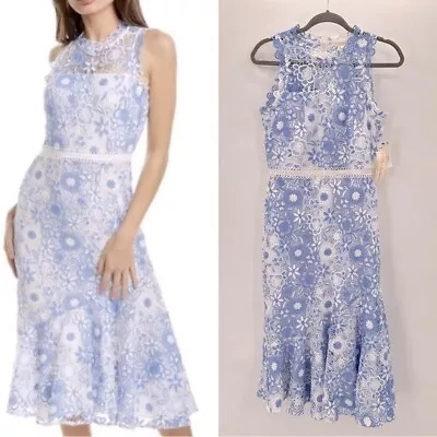 Shoshanna Anamaria Floral Lace Sleeveless Fit & Flare Midi Dress Size 6 NEW • $199.49