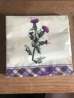 £4.50 • Buy Napkins, Paper, 3 Ply With A Scottish Wild Thistle Design