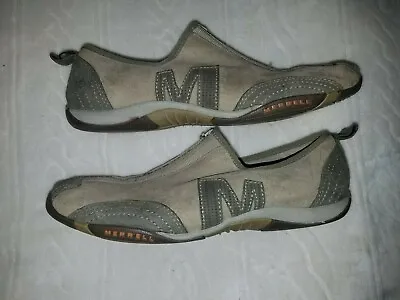 Merrell Barrado Leather Shoes Women's Size 7.5 Sage Green Low Top Zip Front • $12.74