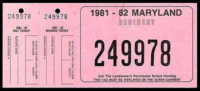 1981 Maryland Resident Hunting Tag - Used - Fine  (esp#9224)  • $8.88