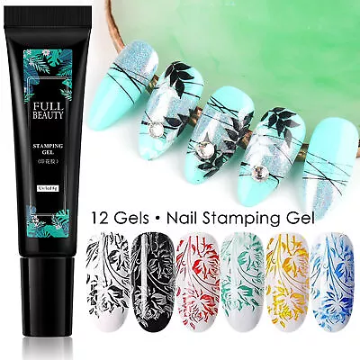8ml Nail Stamping Gel 12 Colors Nail Art Nail Stamping Gel Polish Lightweight • $11.07